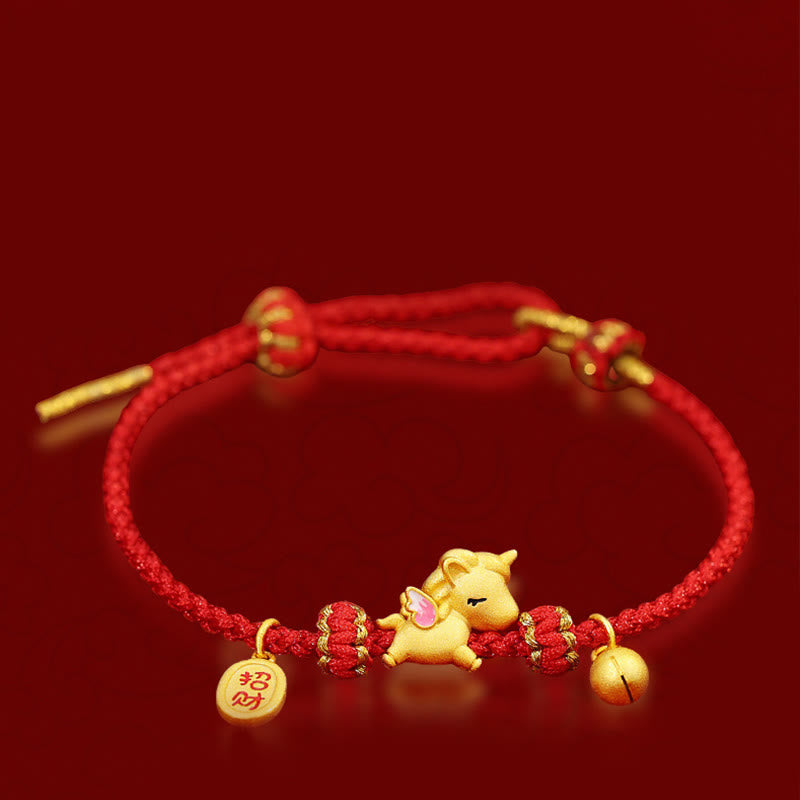925 Sterling Silver Year Of The Horse Lucky Fortune Red String Strength Bracelet