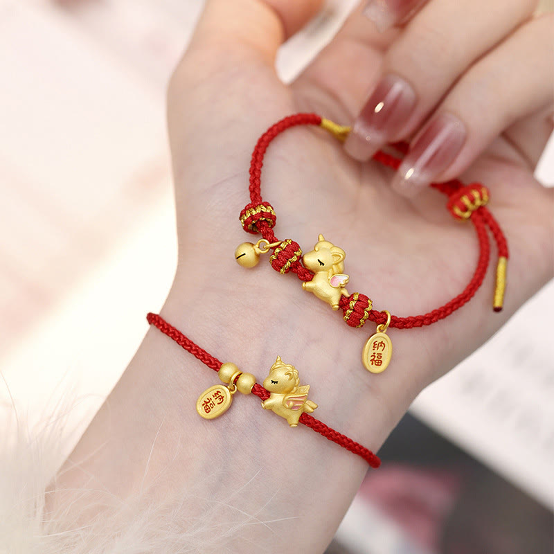 925 Sterling Silver Year Of The Horse Lucky Fortune Red String Strength Bracelet