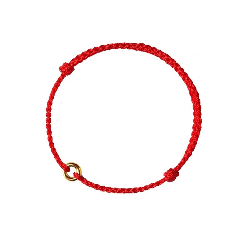 Small Peace Buckle Braided String Adjustable Connection Bracelet Anklet