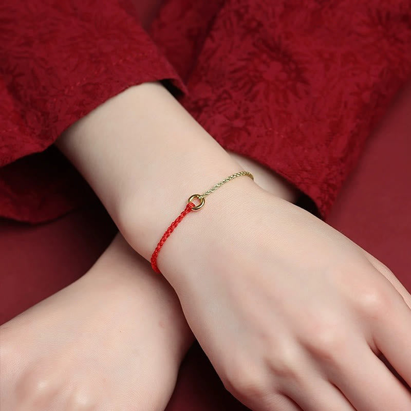 Small Peace Buckle Braided String Adjustable Connection Bracelet Anklet