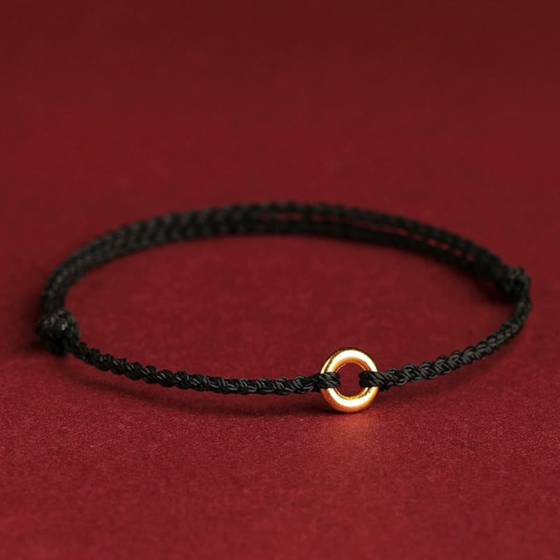 Small Peace Buckle Braided String Adjustable Connection Bracelet Anklet