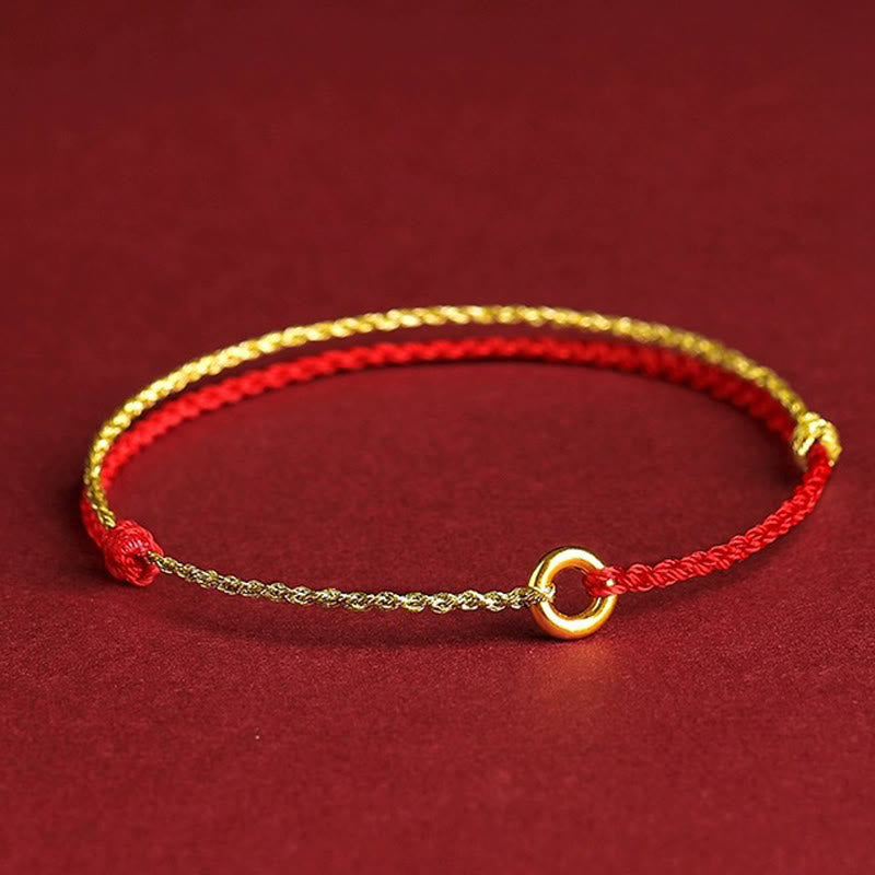 Small Peace Buckle Braided String Adjustable Connection Bracelet Anklet