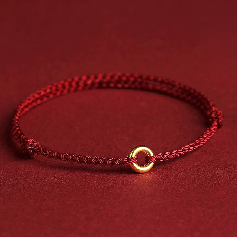 Small Peace Buckle Braided String Adjustable Connection Bracelet Anklet