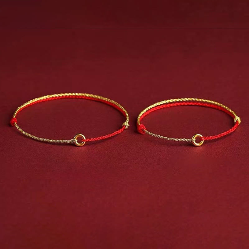 Small Peace Buckle Braided String Adjustable Connection Bracelet Anklet