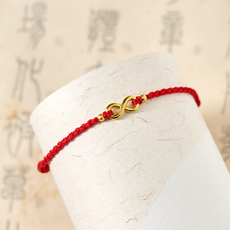 Infinity Charm Brass Red String Adjustable Protection Bracelet