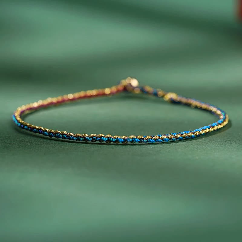 Colorful Rope Luck Coin Bead Abundance Extra Thin Braided Bracelet