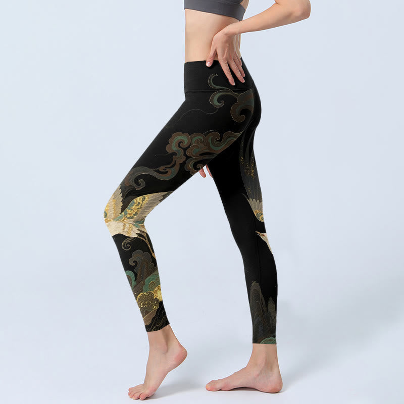 Soaring Phoenix Cloud Pattern Print Gym Leggings Women's Yoga Pants