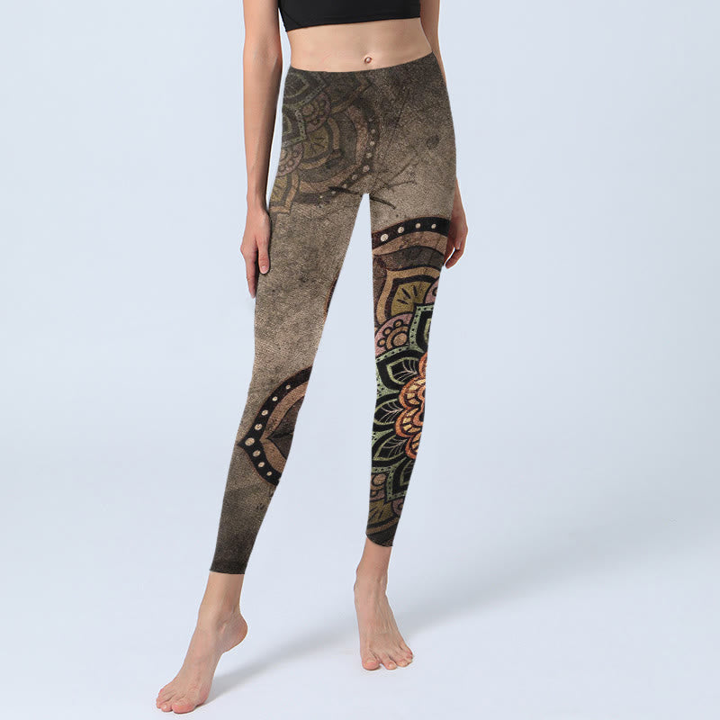 Mandala Print Design Gym Leggings Women's Yoga Pants