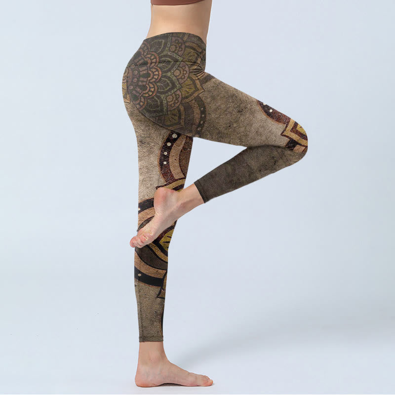 Mandala Print Design Gym Leggings Women's Yoga Pants