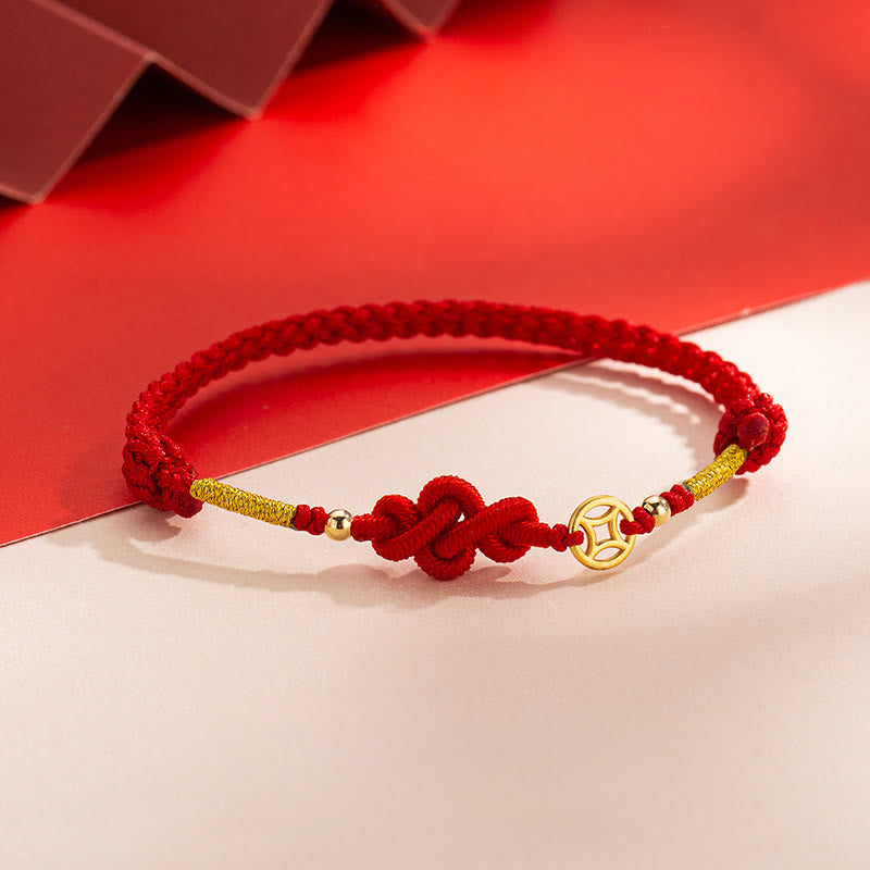 Ruyi Knot Copper Coin Braided Protection Bracelet