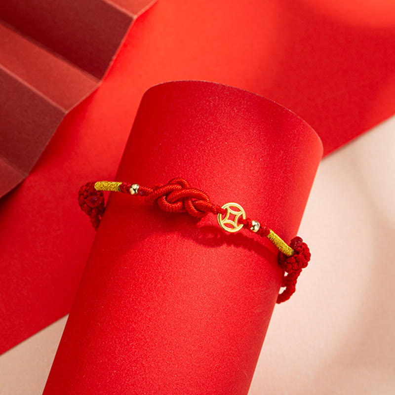 Ruyi Knot Copper Coin Braided Protection Bracelet