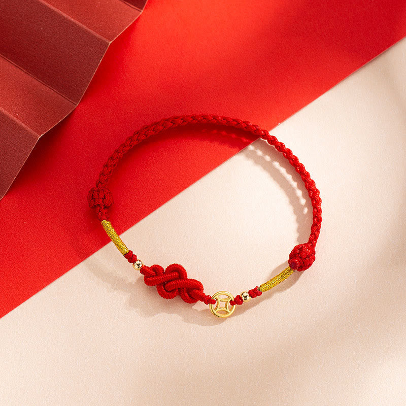 Ruyi Knot Copper Coin Braided Protection Bracelet