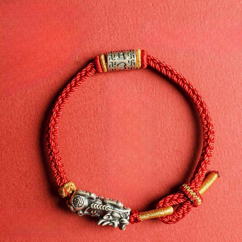 925 Sterling Silver Pixiu Om Mani Padme Hum Protection String Bracelet