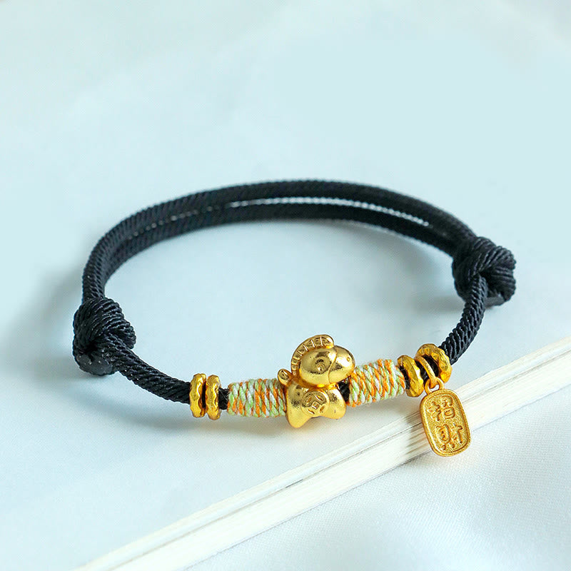 Year Of The Horse Red String Black String Lucky Fortune Charm Braided Connection Bracelet