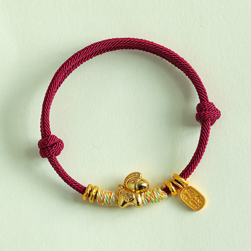Year Of The Horse Red String Black String Lucky Fortune Charm Braided Connection Bracelet