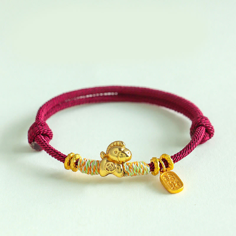 Year Of The Horse Red String Black String Lucky Fortune Charm Braided Connection Bracelet