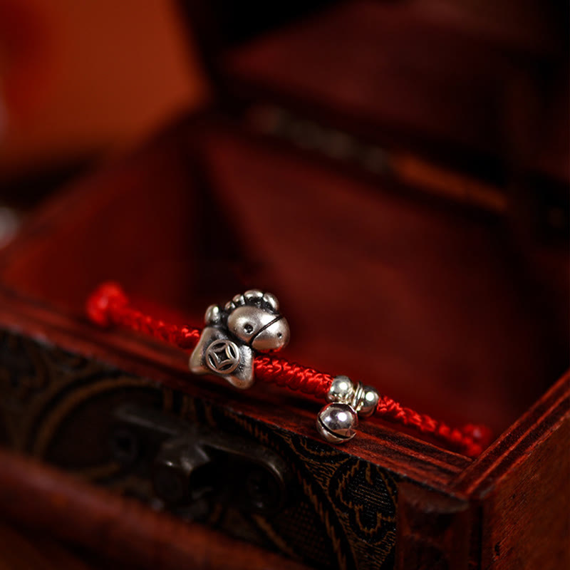 999 Sterling Silver Year Of The Horse 925 Sterling Silver Bell String Luck Child Adult Bracelet Anklet