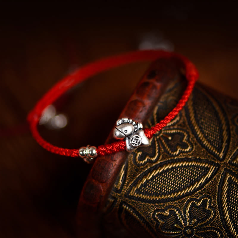 999 Sterling Silver Year Of The Horse 925 Sterling Silver Bell String Luck Child Adult Bracelet Anklet