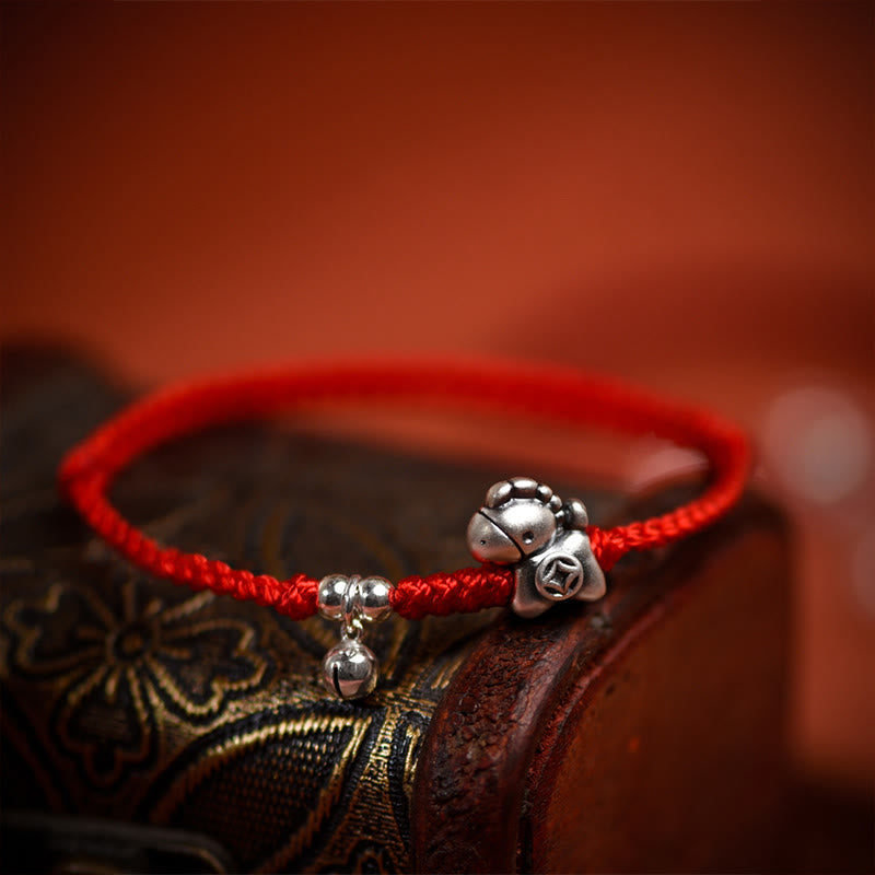 999 Sterling Silver Year Of The Horse 925 Sterling Silver Bell String Luck Child Adult Bracelet Anklet