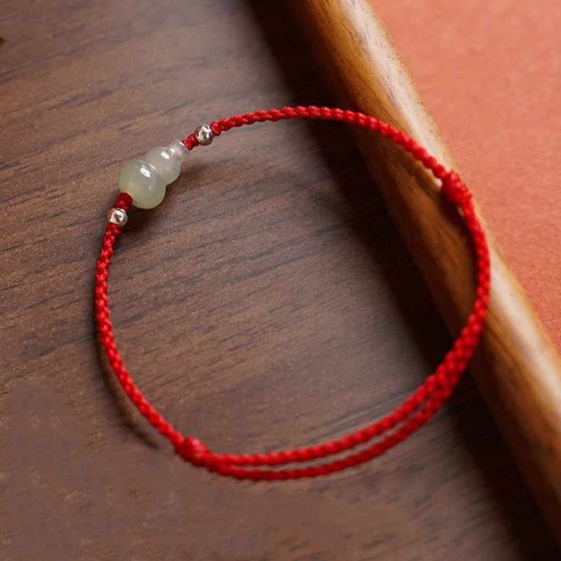 Gourd Hetian Jade Red String Prosperity Bracelet Anklet