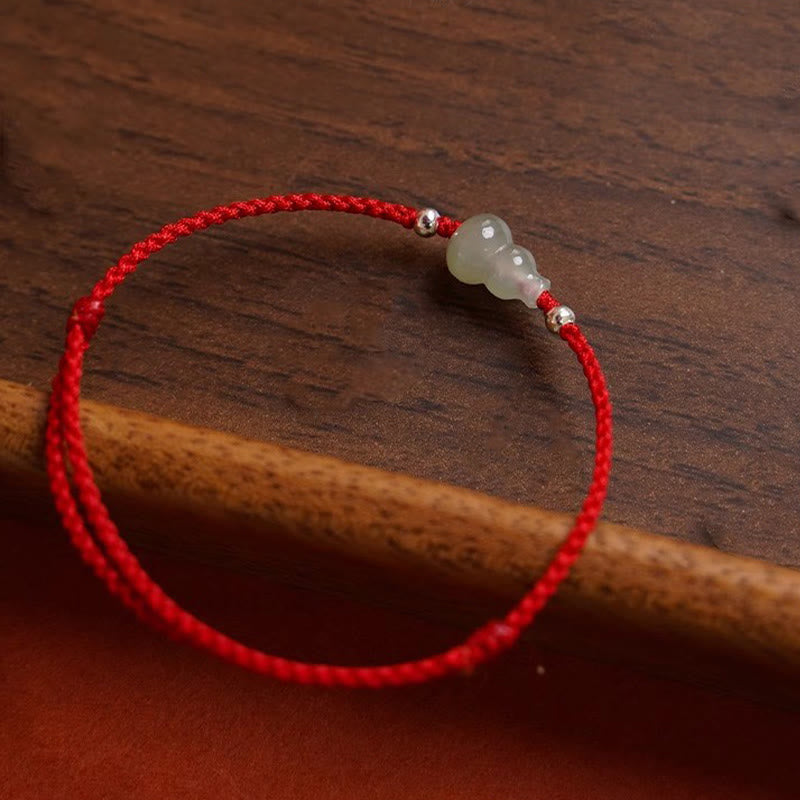 Gourd Hetian Jade Red String Prosperity Bracelet Anklet