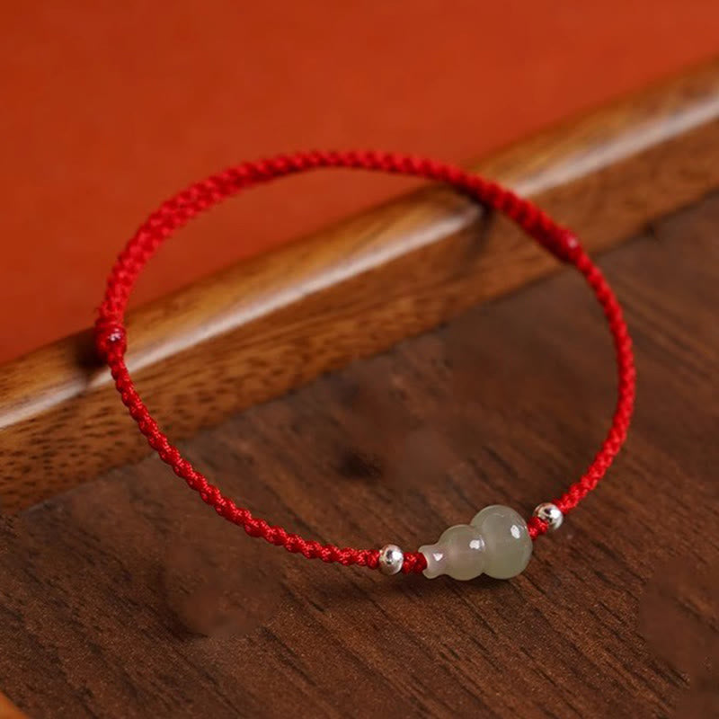 Gourd Hetian Jade Red String Prosperity Bracelet Anklet