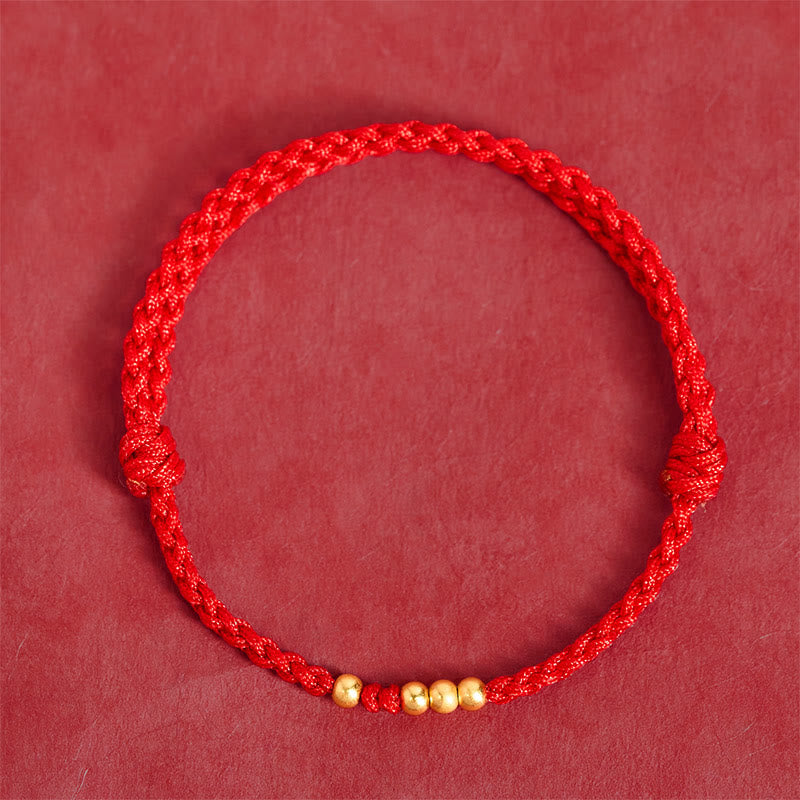 "Blessings for Clear Connections" 925 Sterling Silver Plated Gold Beads Red String Bracelet Includes Gift Message Card