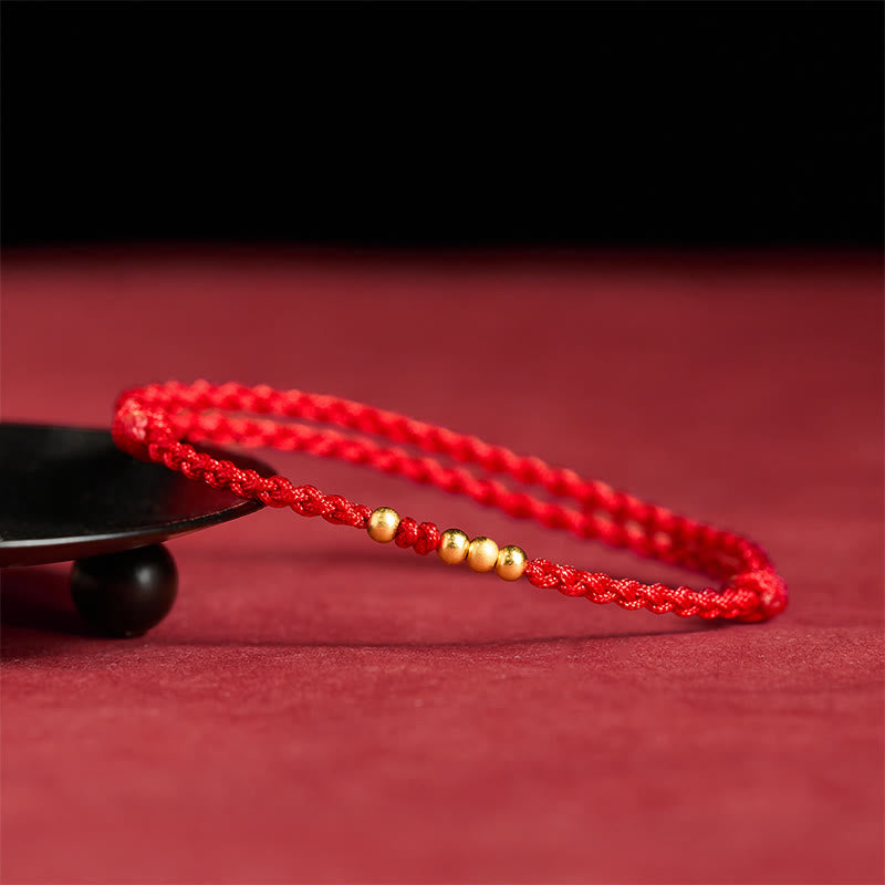 "Blessings for Clear Connections" 925 Sterling Silver Plated Gold Beads Red String Bracelet Includes Gift Message Card