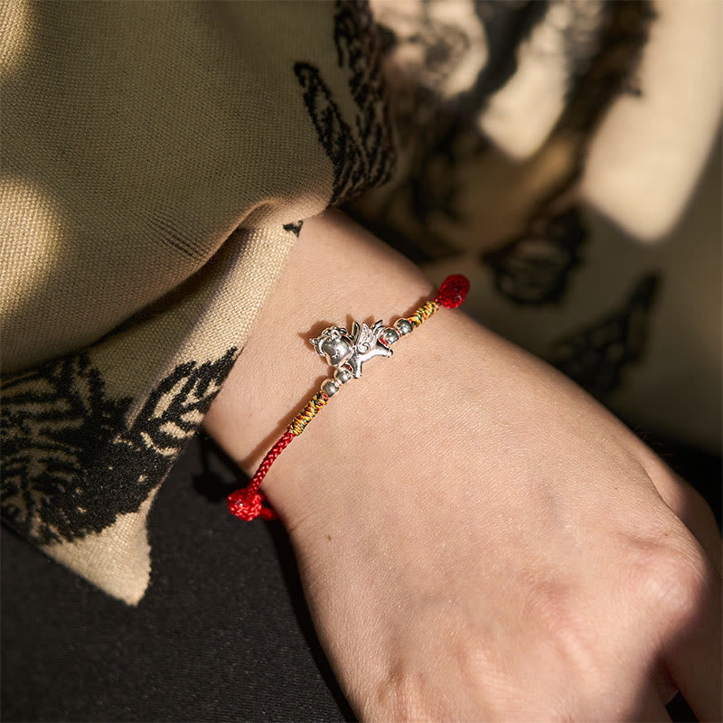 925 Sterling Silver Year Of The Horse Prosperity String Bracelet