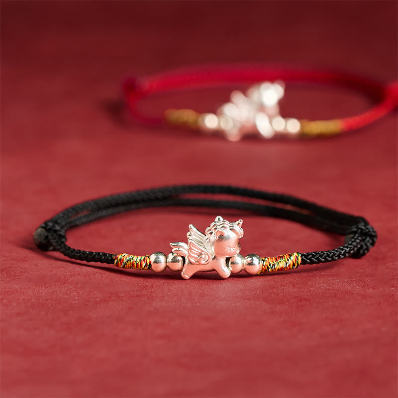 925 Sterling Silver Year Of The Horse Prosperity String Bracelet