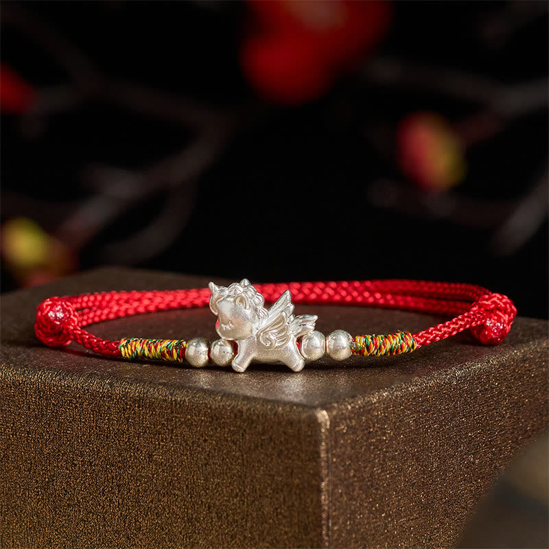 925 Sterling Silver Year Of The Horse Prosperity String Bracelet