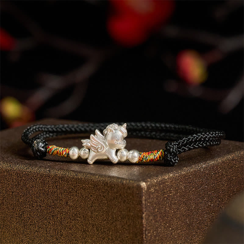 925 Sterling Silver Year Of The Horse Prosperity String Bracelet