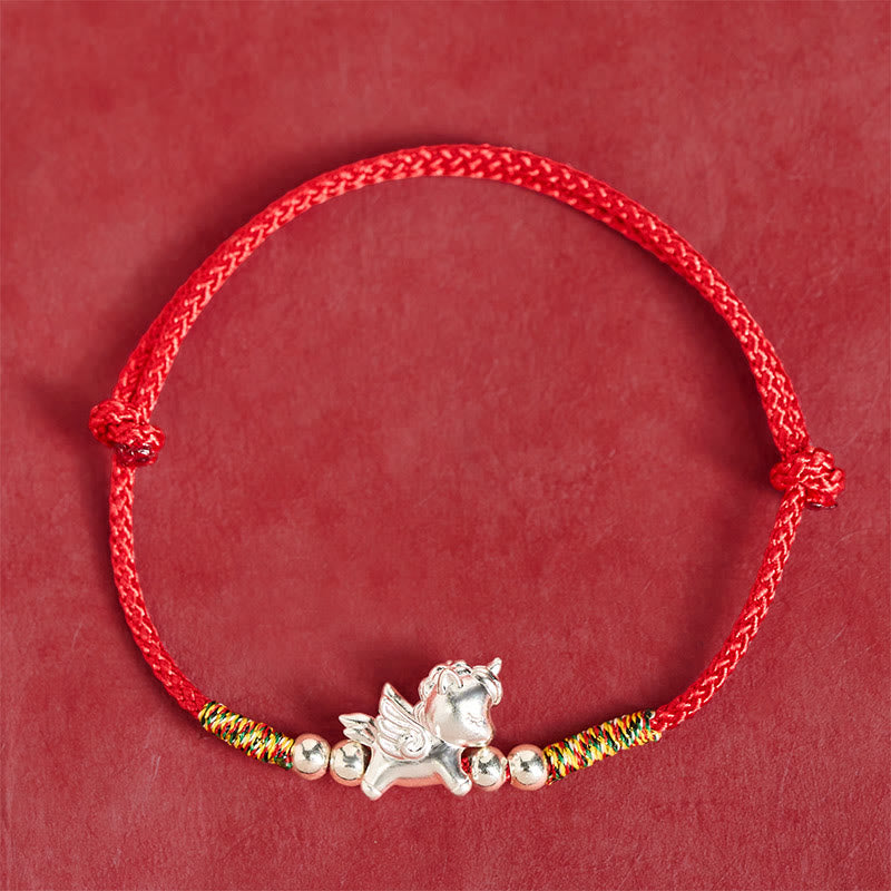925 Sterling Silver Year Of The Horse Prosperity String Bracelet