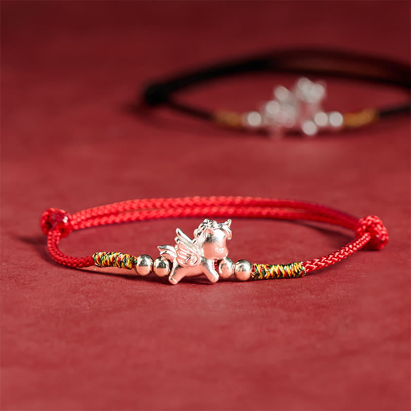 925 Sterling Silver Year Of The Horse Prosperity String Bracelet