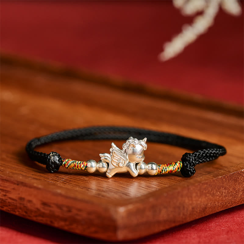 925 Sterling Silver Year Of The Horse Prosperity String Bracelet