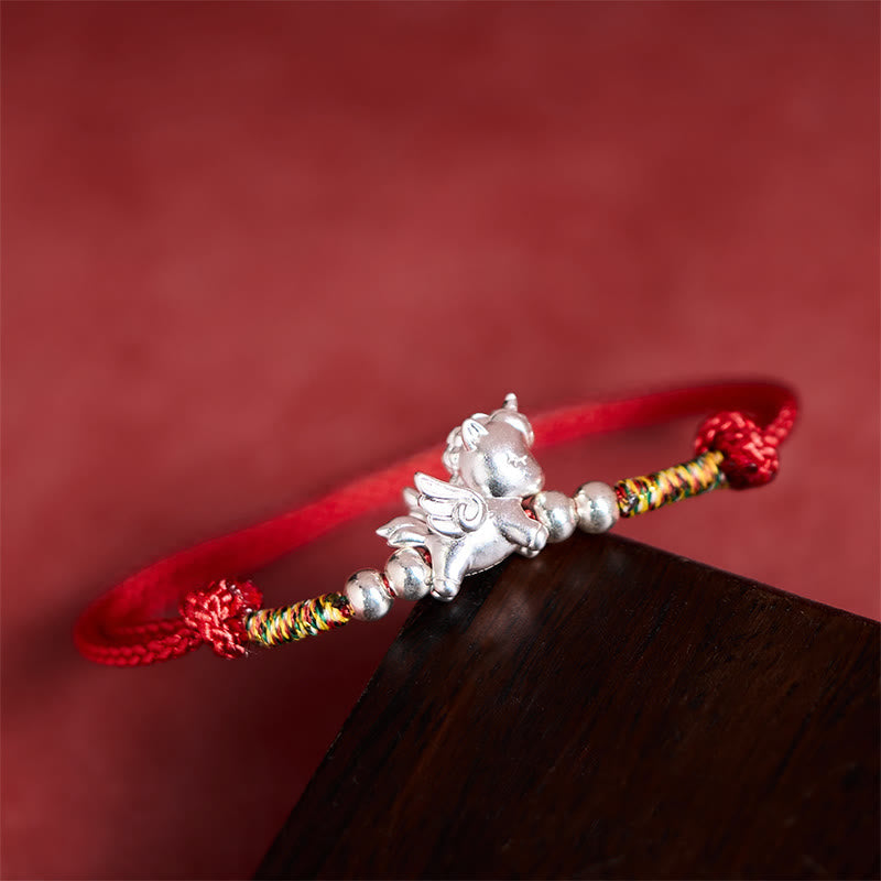 925 Sterling Silver Year Of The Horse Prosperity String Bracelet