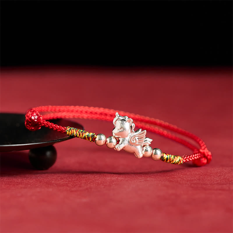 925 Sterling Silver Year Of The Horse Prosperity String Bracelet