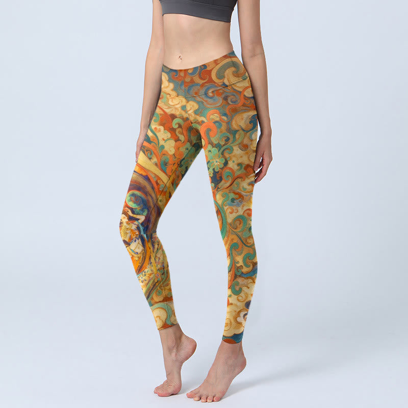 Gorgeous Fairy Cloud Pattern Print Gym Leggings Women's Yoga Pants