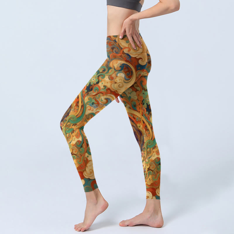 Gorgeous Fairy Cloud Pattern Print Gym Leggings Women's Yoga Pants