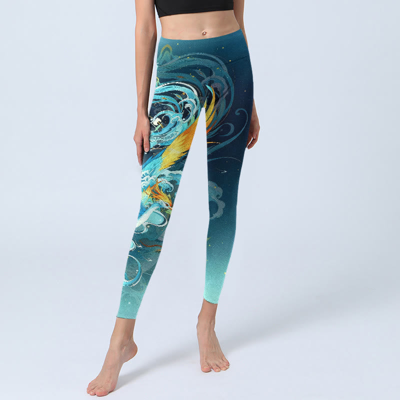 Dreamy Lively Phoenix Cloud Pattern Print Gym Leggings Women's Yoga Pants