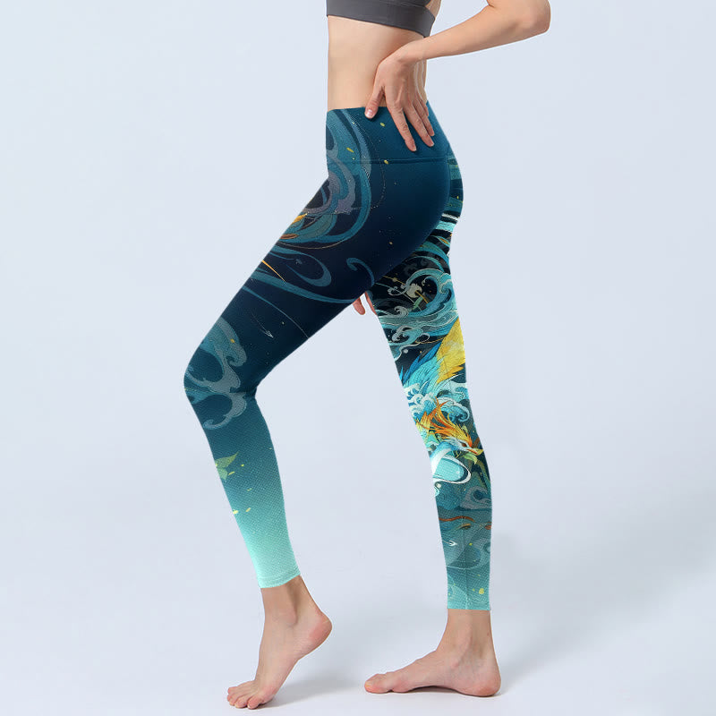 Dreamy Lively Phoenix Cloud Pattern Print Gym Leggings Women's Yoga Pants