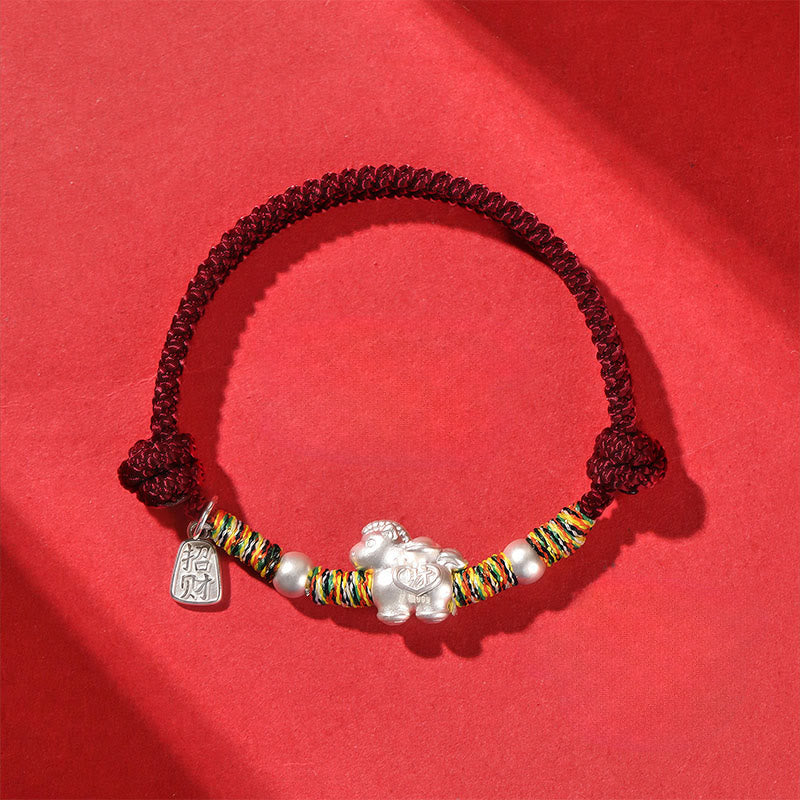 999 Sterling Silver Year Of The Horse Freedom Manually Made String Bracelet