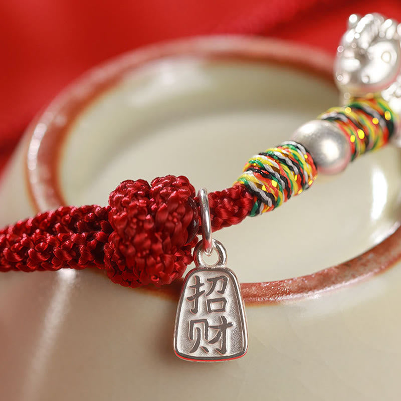 999 Sterling Silver Year Of The Horse Freedom Manually Made String Bracelet