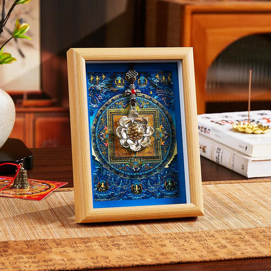 Lotus Golden Ingot Thangka Photo Frame Ornament Home Decor