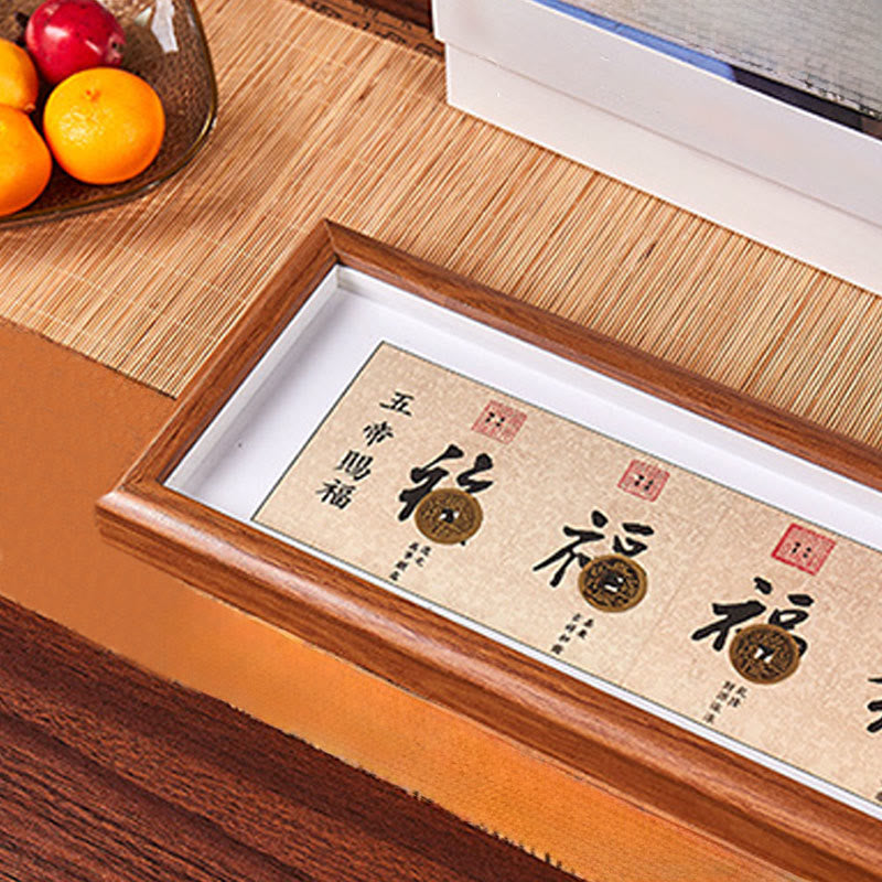 Fu Character Five-Emperor Coins Lucky Fortune Photo Frame Ornament Home Decor