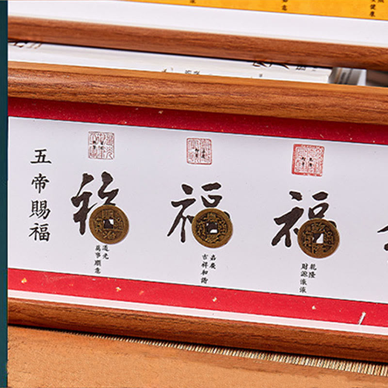 Fu Character Five-Emperor Coins Lucky Fortune Photo Frame Ornament Home Decor
