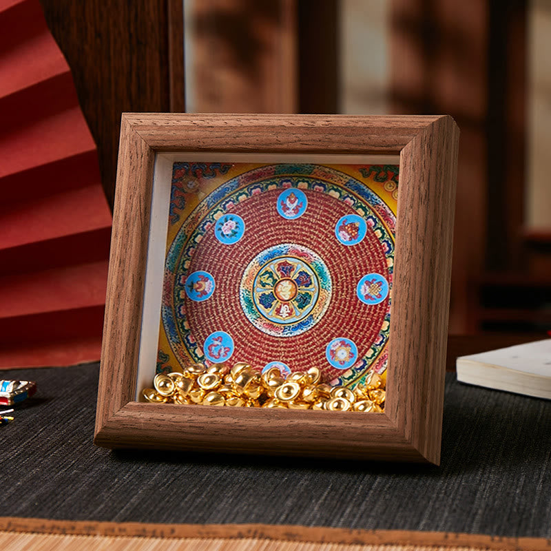 Tibetan Om Mani Padme Hum Golden Ingot Thangka Photo Frame Ornament Home Decor