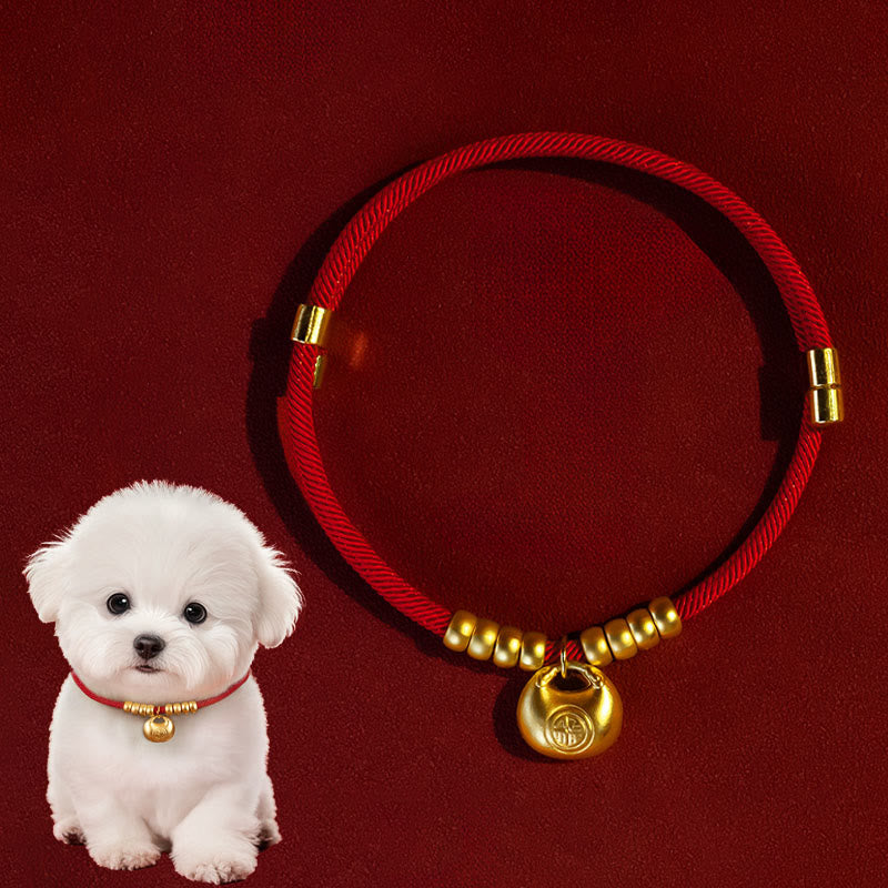 Red String Bead Protection Adjustable Cats Small Dogs Pet Collar
