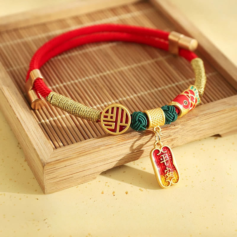 Metal Pendant Red String Peace Joy Blessing Protection Adjustable Cats Small Dogs Pet Collar