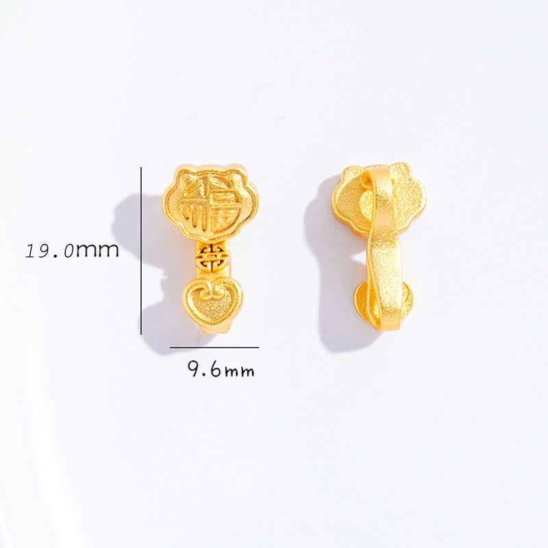 Ruyi Handle Fu Character Copper Plated Gold Rope Adjustable Luck Bracelet